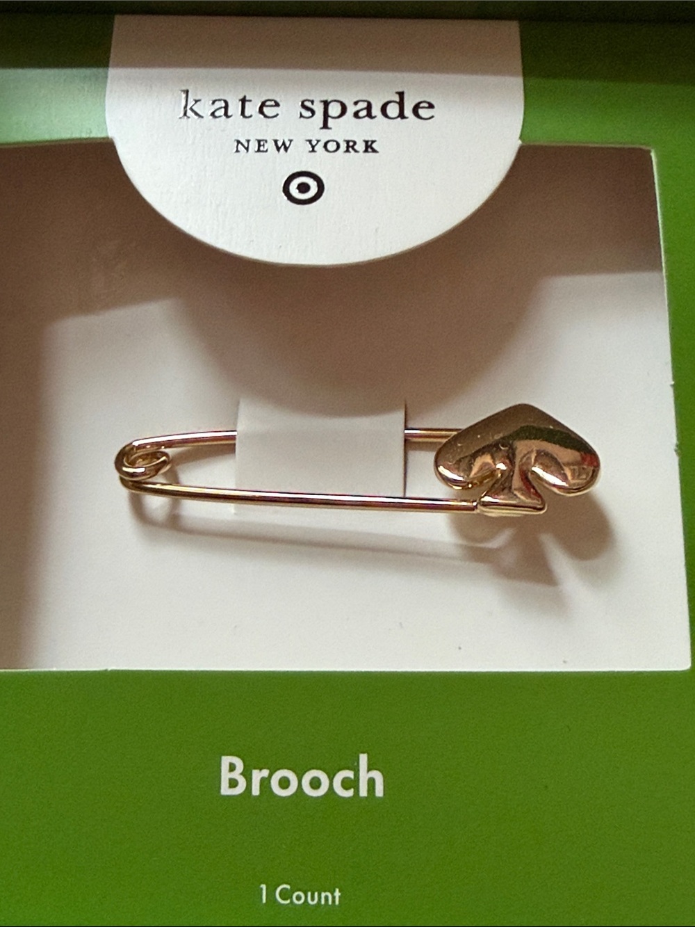 kate spade gold-tone heart safety pin brooch - Picture 2 of 6